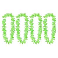 Hawaii krans/slinger - 4x - Tropische kleuren groen - Bloemen hals slingers - thumbnail