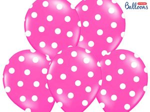 Ballonnen Pastel Pink Met Witte Stippen - 6 Stuks