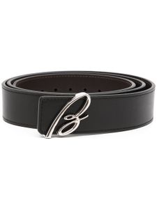 Brioni ceinture en cuir à plaque logo - Noir