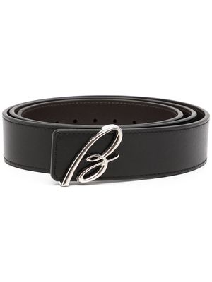 Brioni ceinture en cuir à plaque logo - Noir