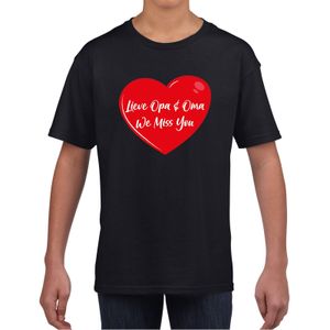 Lieve opa en oma we miss you t-shirt zwart voor kinderen