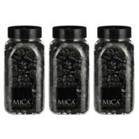 Mica Decorations decoratie stenen - 3x - 650ml - zwart mix - hobby steentjes