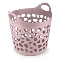 Flexibele wasmand/opbergmand - rond - roze - 35 liter - D40 x H39 cm