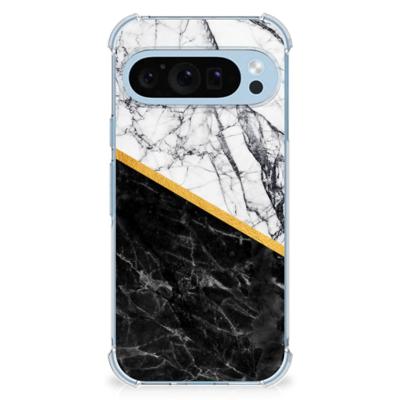 Google Pixel 9 | 9 Pro Anti-Shock Hoesje Marmer Wit Zwart - Origineel Cadeau Man Google Pixel 9 | 9 Pro Anti-Shock Hoesje Marmer Wit Zwart - Origineel Cadeau Man