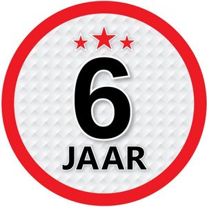 6 jaar leeftijd sticker rond verjaardag versiering   -