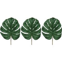 3x Groene fluwelen Monstera/gatenplant kunsttakken/planten 80 cm   - - thumbnail