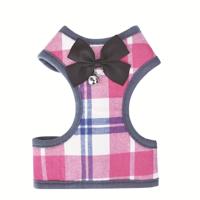 Verstelbare Bow Plaid vest lead pull touw leiband voor kat hond huisdier (M)