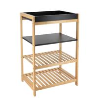 Opbergkast - hout / zwart - 4 planken - 70 x 43 x 33 cm - badkamer