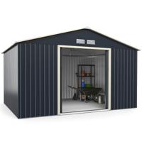 Gereedschapsschuur van Metaal Afsluitbaar met 4 Ventilatiesleuven en Schuifdeur Tuinschuur voor Buiten 340 x 255 x 210 cm