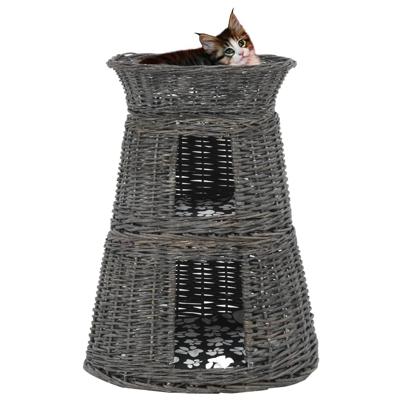 VidaXL 3-delige kattenmandenset met kussens 47x34x60 cm wilgen