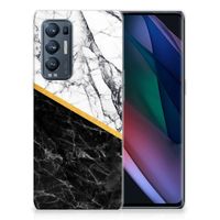 OPPO Find X3 Neo TPU Siliconen Hoesje Marmer Wit Zwart - Origineel Cadeau Man