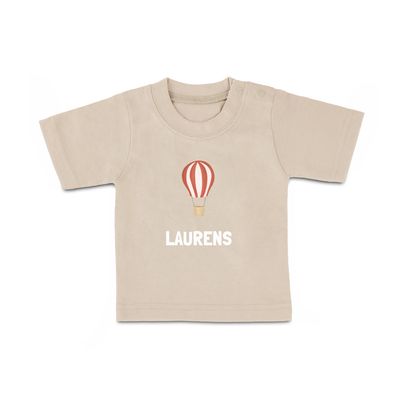 Baby shirt bedrukken - Korte mouw - Beige - 74/80