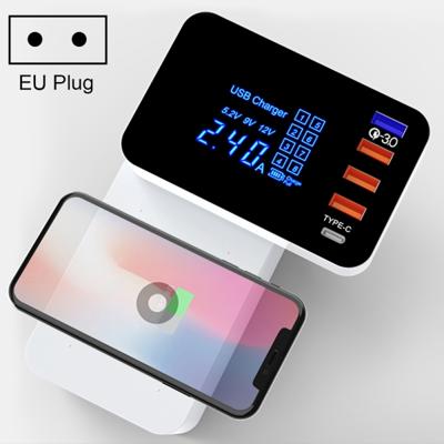CDA33Q 40W QC 3 0 USB + 3 USB-poorten + USB-C/type-C-poorten multifunctionele oplader met LED-display EU-stekker