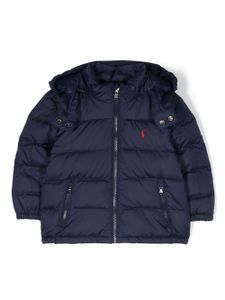 Ralph Lauren Kids Polo Pony-print padded hooded jacket - Bleu