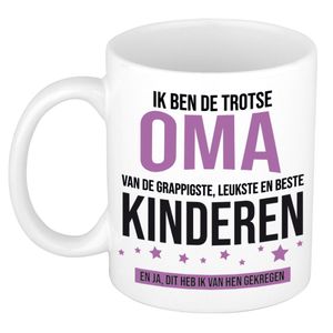 Cadeau koffie/thee mok voor oma - paars - trotse oma - keramiek - 300 ml