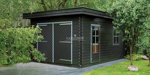Lugarde Garage G2 500x350 cm - 44 mm- Plat dak- Onbehandeld vurenhout- Lugarde