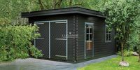 Lugarde Garage G2 500x350 cm - 44 mm- Plat dak- Onbehandeld vurenhout- Lugarde