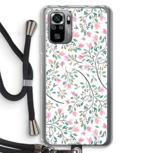 Sierlijke bloemen: Xiaomi Redmi Note 10S Transparant Hoesje met koord