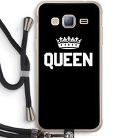 Queen zwart: Samsung Galaxy J3 (2016) Transparant Hoesje met koord