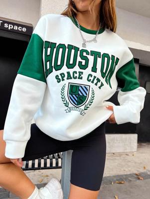 Bon&Bon Letter Graphic Drop Shoulder Sweatshirt | White Colorblock Pullover White / L