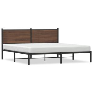 Bedframe met hoofdbord metaal bruin eikenkleurig 160x200 cm