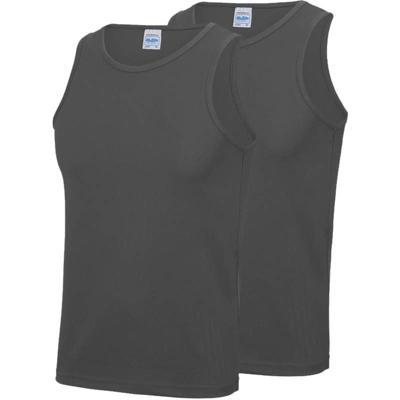 AWDis sport sintlet/tanktop - 2x - heren - Donkergrijs - mouwloos - Polyester