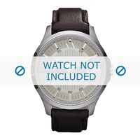 Armani horlogeband AX2100 Leder Donkerbruin 22mm + bruin stiksel - thumbnail