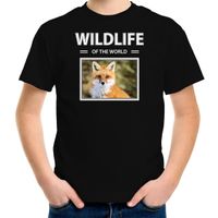 Vos foto t-shirt zwart voor kinderen - wildlife of the world cadeau shirt Vossen liefhebber XL (158-164)  -