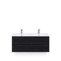 Dante Badmeubelset 120 cm - 4 laden Black Oak - Keramische Wastafel Wit Cover