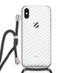 Strepen zwart-wit: iPhone XS Transparant Hoesje met koord