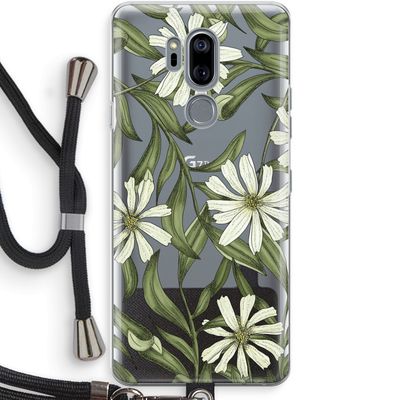 Wit bloemenpatroon: LG G7 Thinq Transparant Hoesje met koord