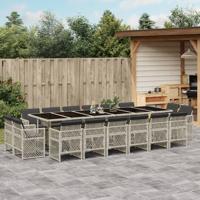 17-delige Tuinset met kussens poly rattan lichtgrijs