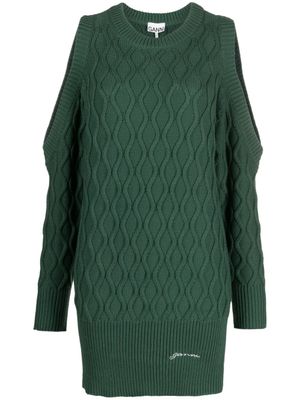 GANNI robe en maille à épaules dénudées - Vert