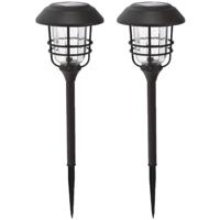 2x solar tuinlamp/prikspot op zonne-energie 59 cm