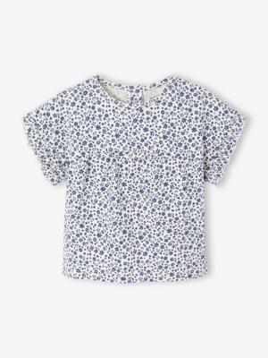 T-shirt voor babymeisjes met print marineblauw