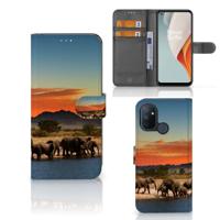 OnePlus Nord N100 | Telefoonhoesje | Met pasjeshouder | Olifanten
