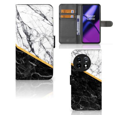 OnePlus 11 | Bookcase | Marmer Wit Zwart - Origineel Cadeau Man