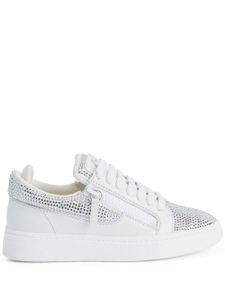 Giuseppe Zanotti baskets GZ94 en cuir à ornements de strass - Blanc