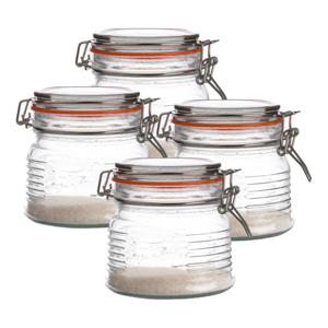 Weckpot/inmaakpot - 4x - 500 ml - glas - met beugelsluiting - D11 x H11 cm