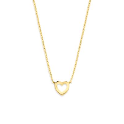 14k Geelkleurig Collier met Hartje - Verstelbare Lengte (41-45cm)