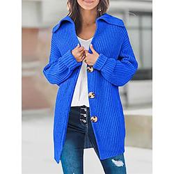 Dames Vest Trui Overhemdkraag Geribd breien Lapwerk nappi Herfst Winter Dagelijks Uitgaan Weekend Stijlvol Casual Zacht Lange mouw Effen Kleur Zwart Wit Lightinthebox