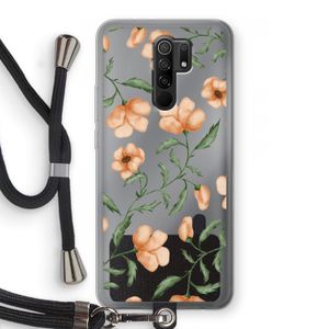 Peachy flowers: Xiaomi Redmi 9 Transparant Hoesje met koord