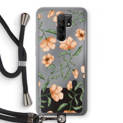 Peachy flowers: Xiaomi Redmi 9 Transparant Hoesje met koord