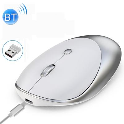 HXSJ T36 2.4 G Bluetooth 5.0 + 3.0 drie-mode Silent Design draadloze Bluetooth-muis (zilver)