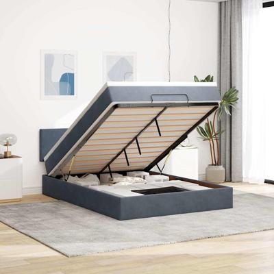 Ottoman bed met matras en LED's 140x190cm fluweel donkergrijs