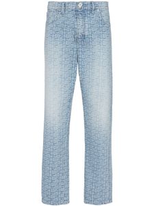 Balmain jean droit à motif monogrammé - Bleu