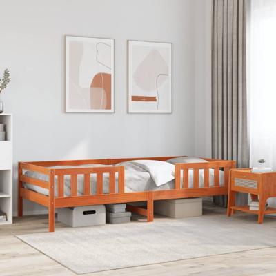 Bedframe zonder matras massief grenenhout wasbruin 100x200 cm