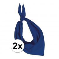 2 stuks kobalt blauw hals zakdoeken Bandana style   -