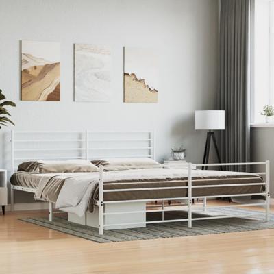 Bedframe met hoofd- en voeteneinde metaal wit 193x203 cm
