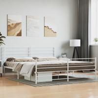 Bedframe met hoofd- en voeteneinde metaal wit 193x203 cm - thumbnail